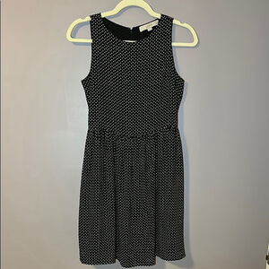 LOFT Petite Black & White Sleeveless Polka Dot Dress - 4P